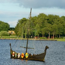 Vikings' boat on a little lake close to Jels in Denmark (southwest of Kolding)